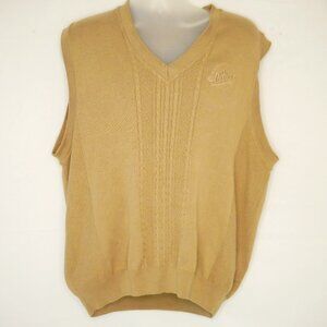 Dr Pepper Sweater Vest Fore Golfwear Cable knit Embroidered XL Tan